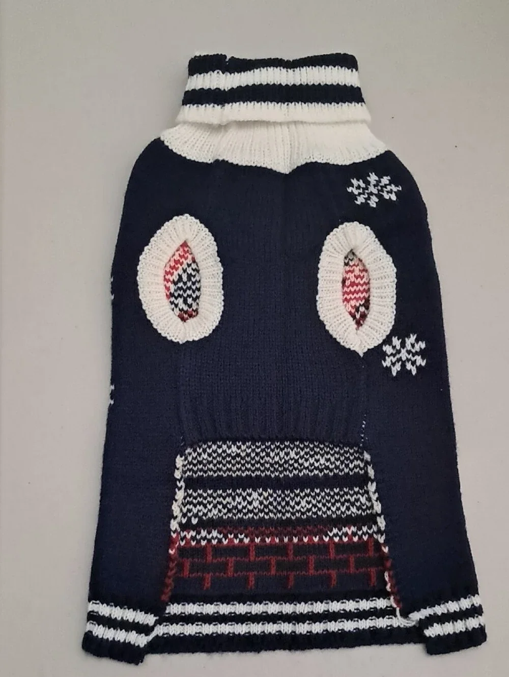 Navy & Red Santa Chimney Knit Dog Sweater Size Small